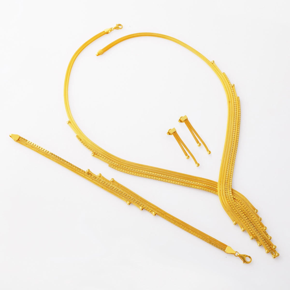14K Yellow Gold Woven Link Braided Wedding Set