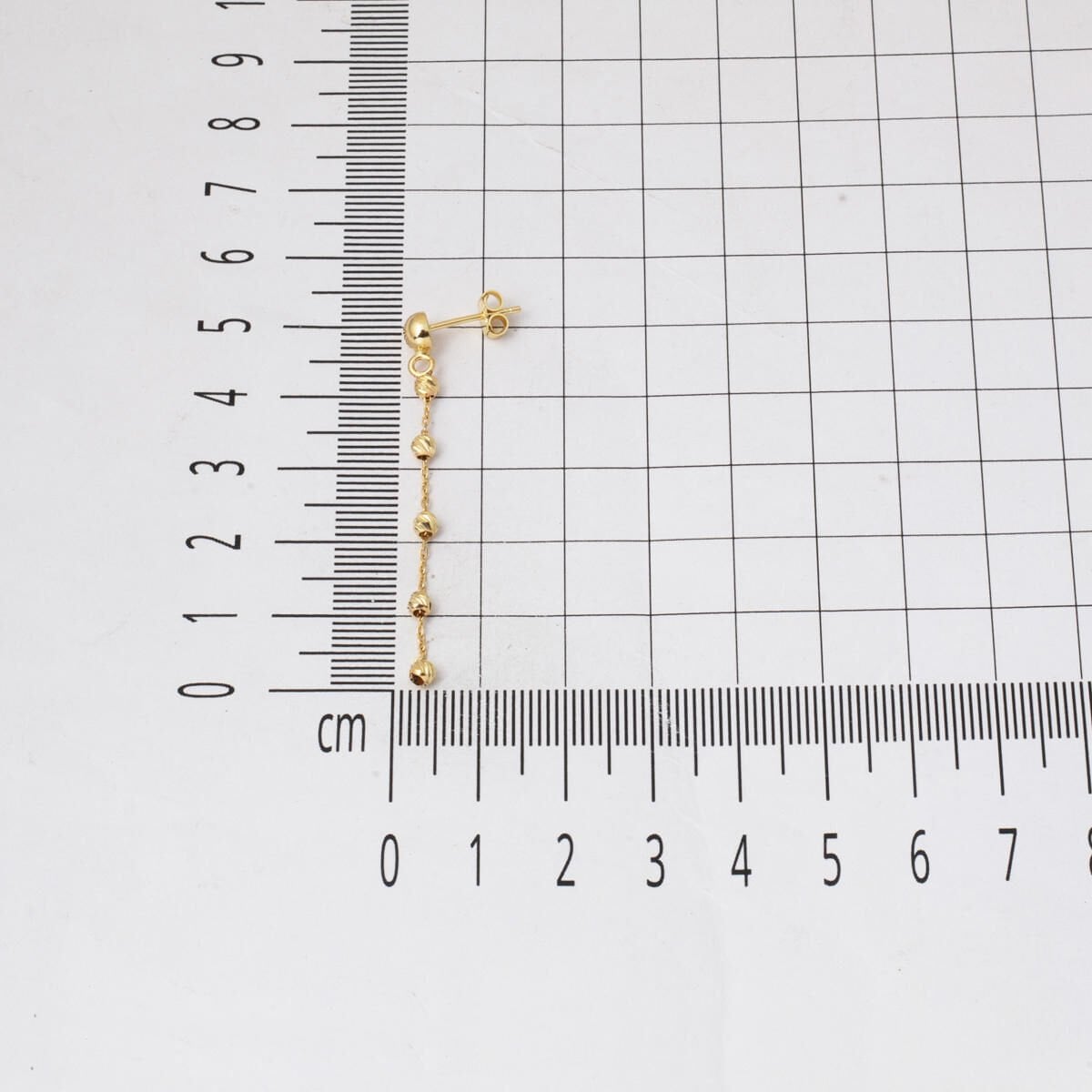 14K Yellow Gold Bead Dangle Earrings