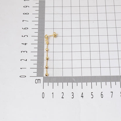 14K Yellow Gold Bead Dangle Earrings
