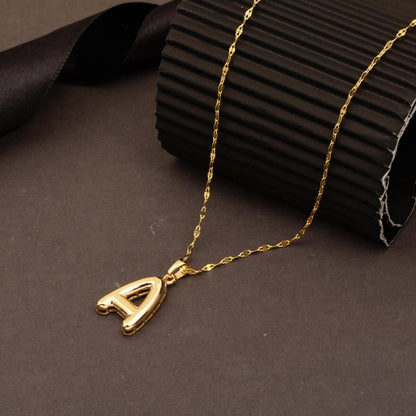 14K Yellow Gold Balloon Initial A Necklace