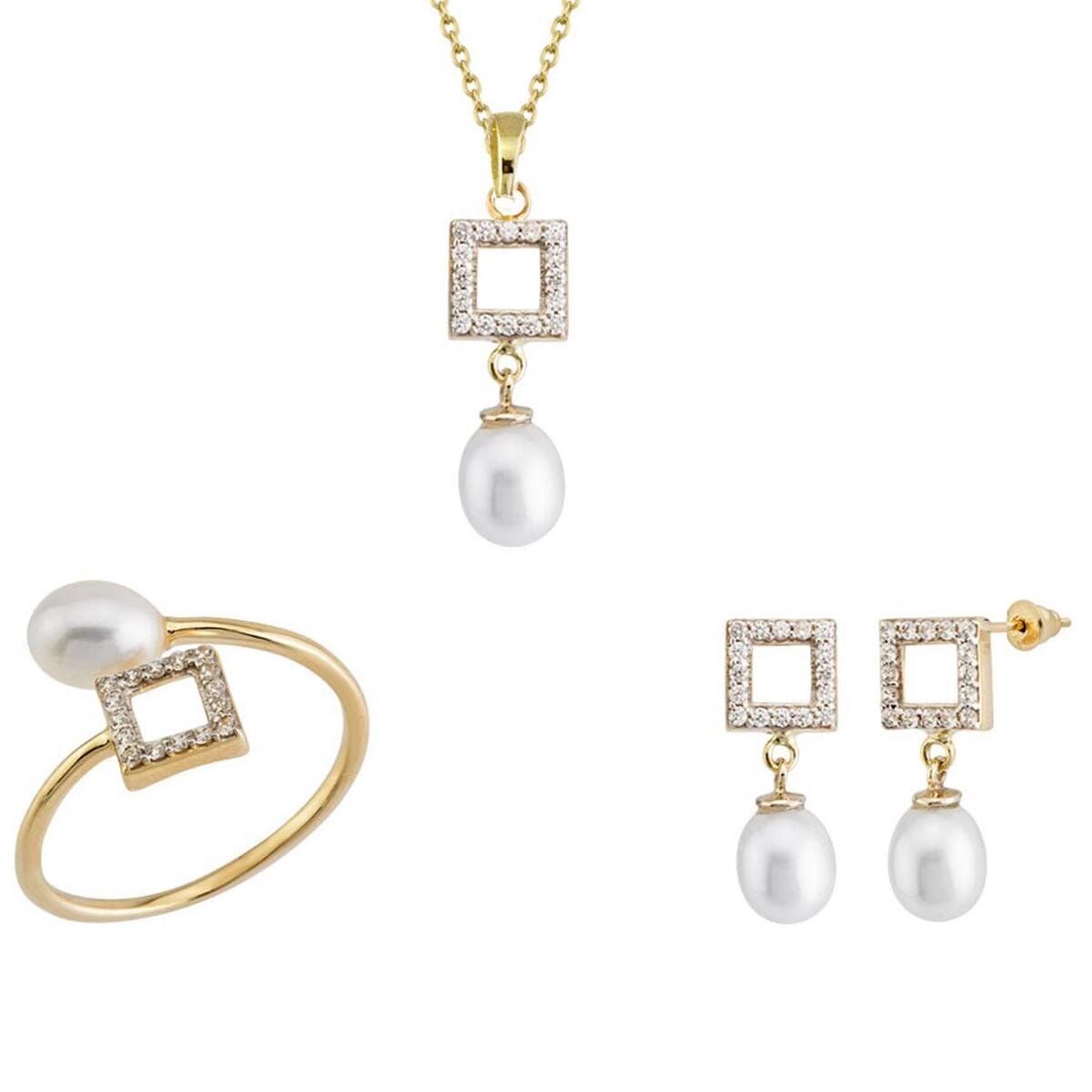 14K Yellow Gold Festa Mini Pearl Jewelry Set