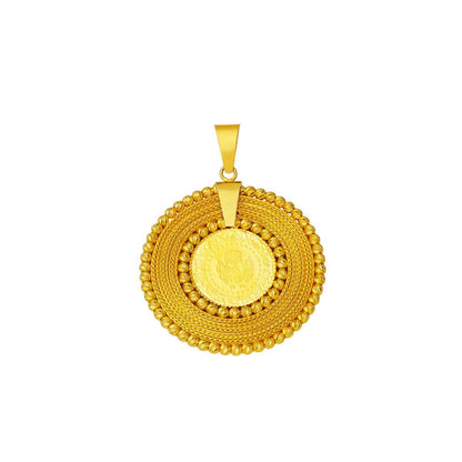 14K Yellow Gold Braided Quarter Coin Pendant