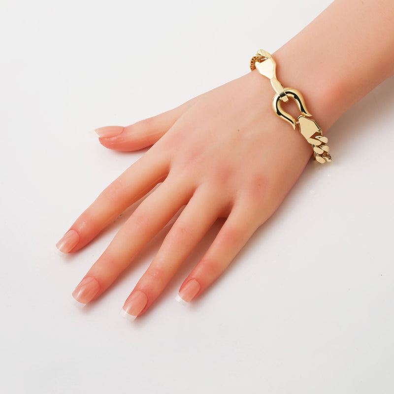 14K Yellow Gold Hook Curb Chain Bracelet