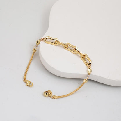 14K Yellow Gold Hoop Italian Bead Bracelet