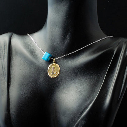 14K Yellow Gold Initial L Oval Pendant