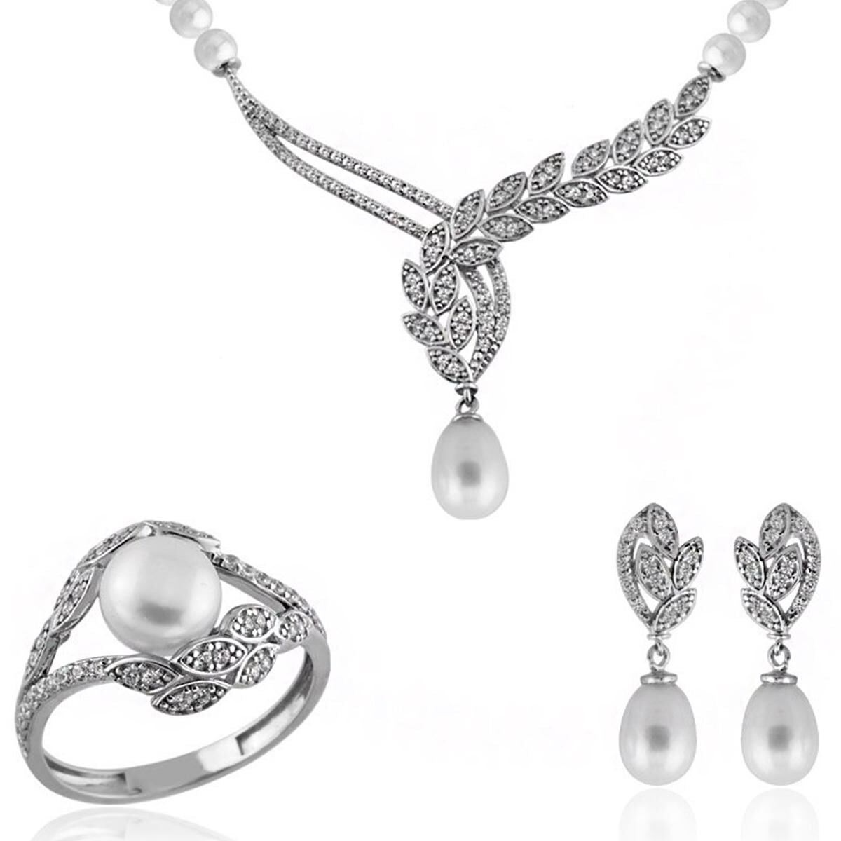 14K White Gold Fiera Bridal Pearl Set