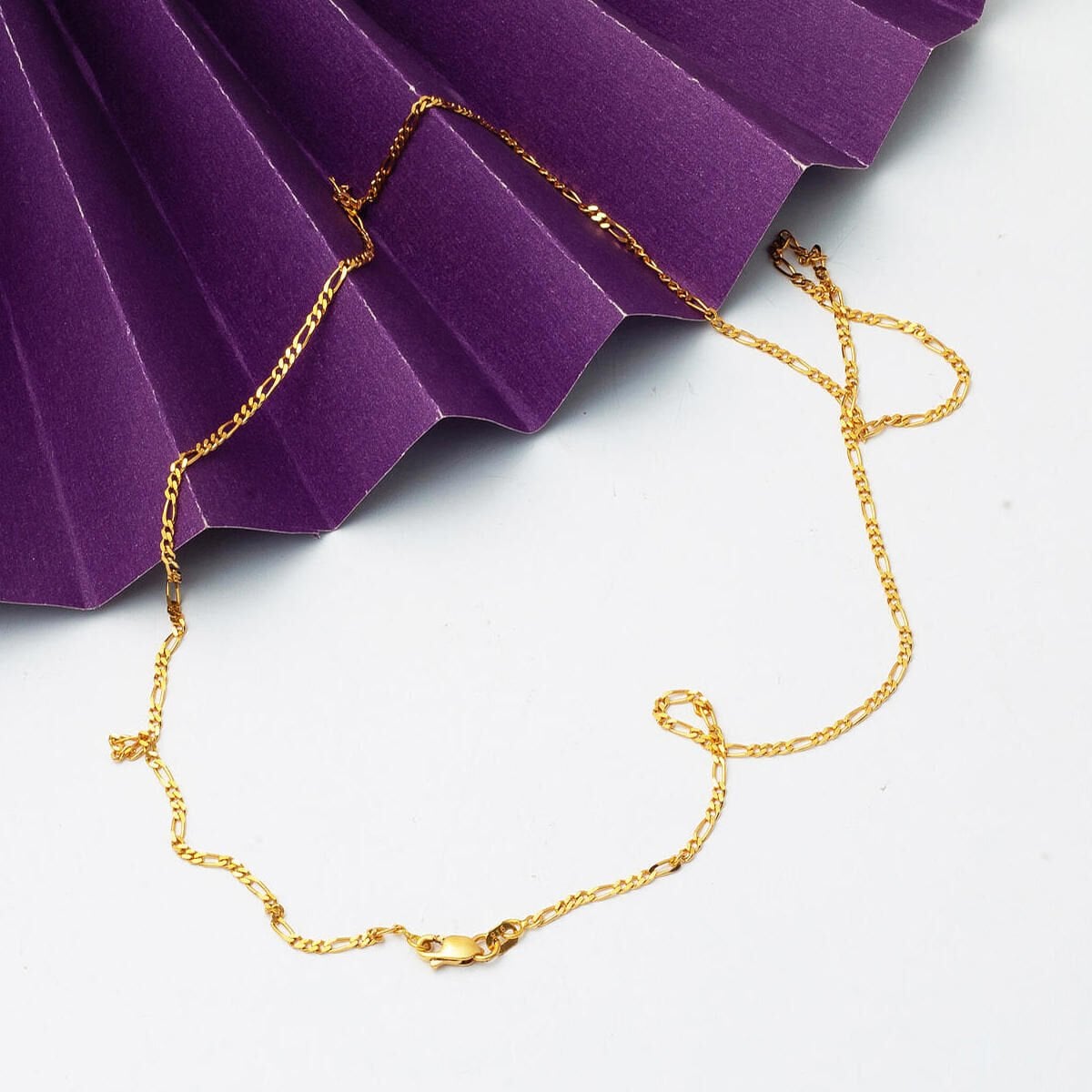 22K Yellow Gold Figaro Chain Necklace 60 cm