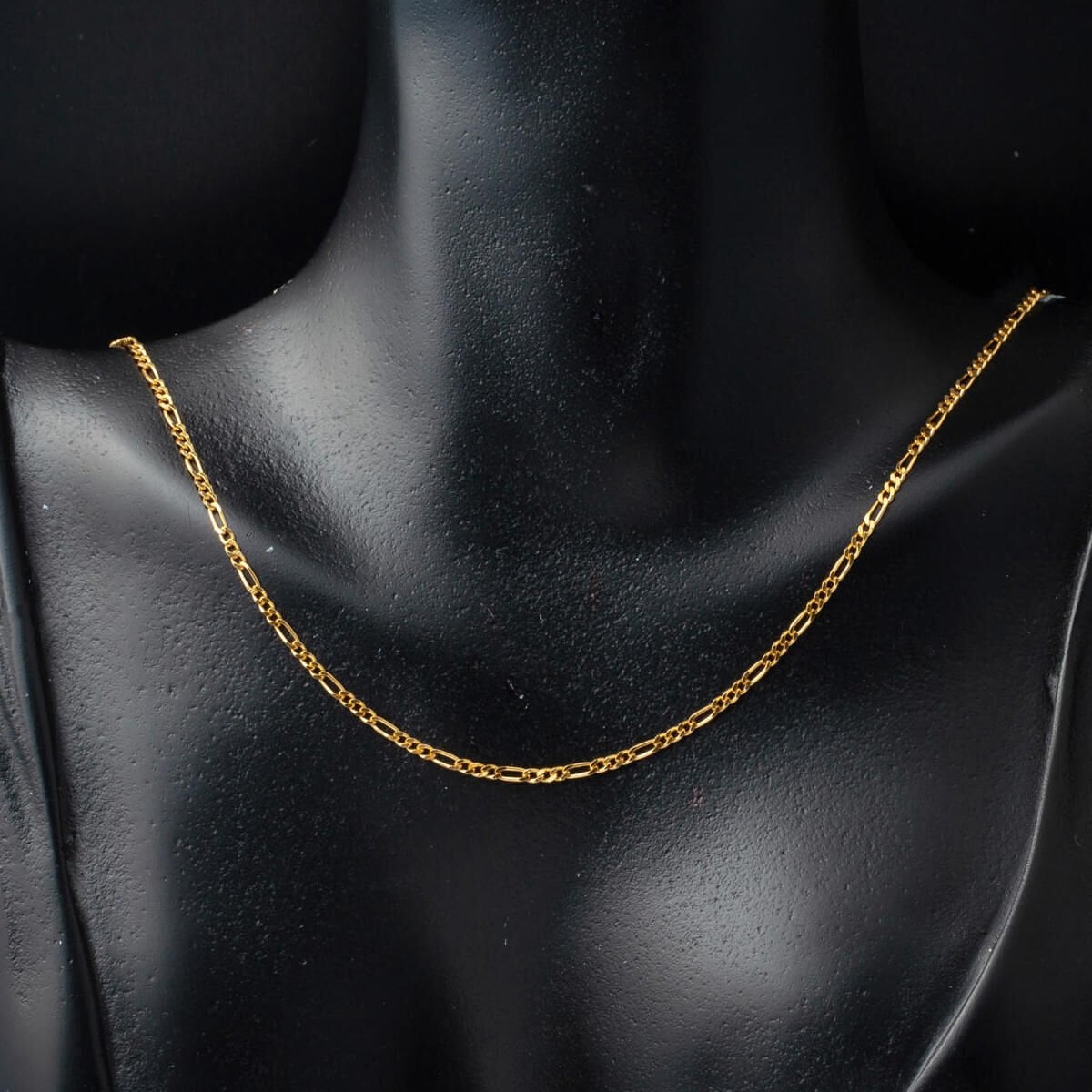 22K Yellow Gold Figaro Chain Necklace 60 cm
