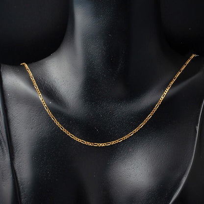 22K Yellow Gold Figaro Chain Necklace 60 cm
