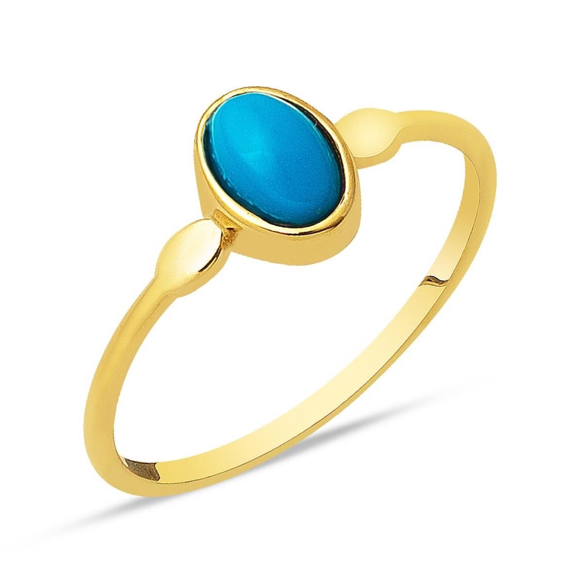 14K Yellow Gold Trendy Turquoise Ring