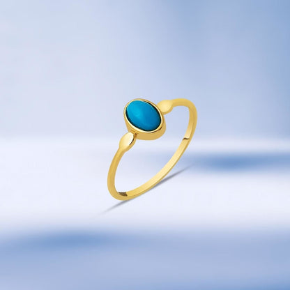 14K Yellow Gold Trendy Turquoise Ring