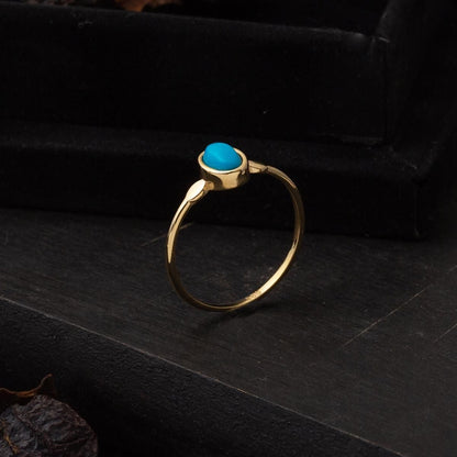 14K Yellow Gold Trendy Turquoise Ring
