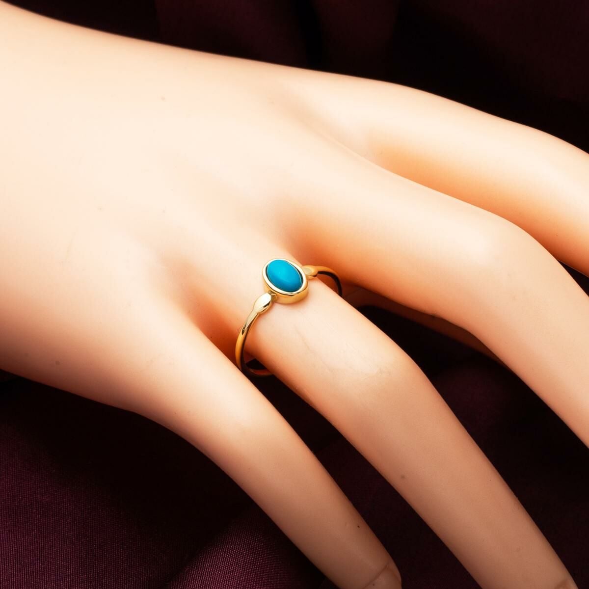 14K Yellow Gold Trendy Turquoise Ring