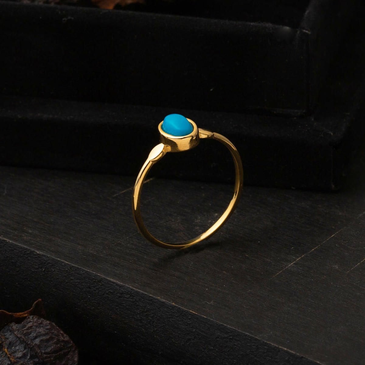 22K Yellow Gold Women's Turquoise Ring