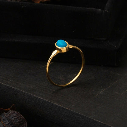 22K Yellow Gold Women's Turquoise Ring