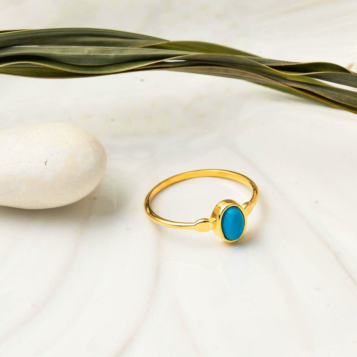 22K Yellow Gold Women's Turquoise Ring
