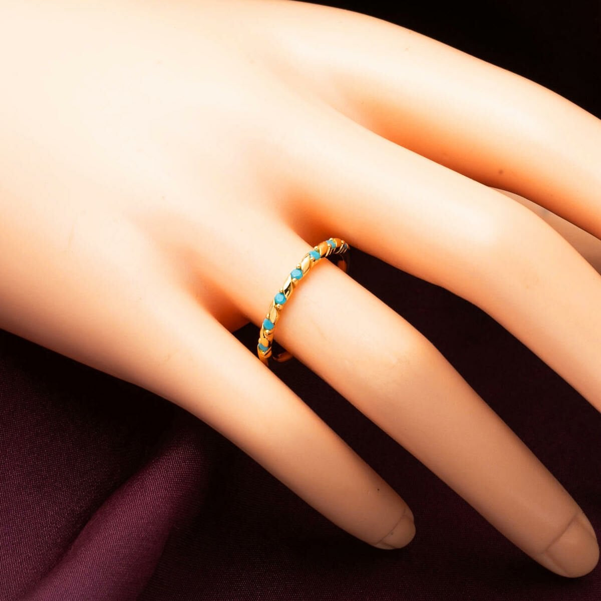 22K Yellow Gold Twisted Turquoise Ring