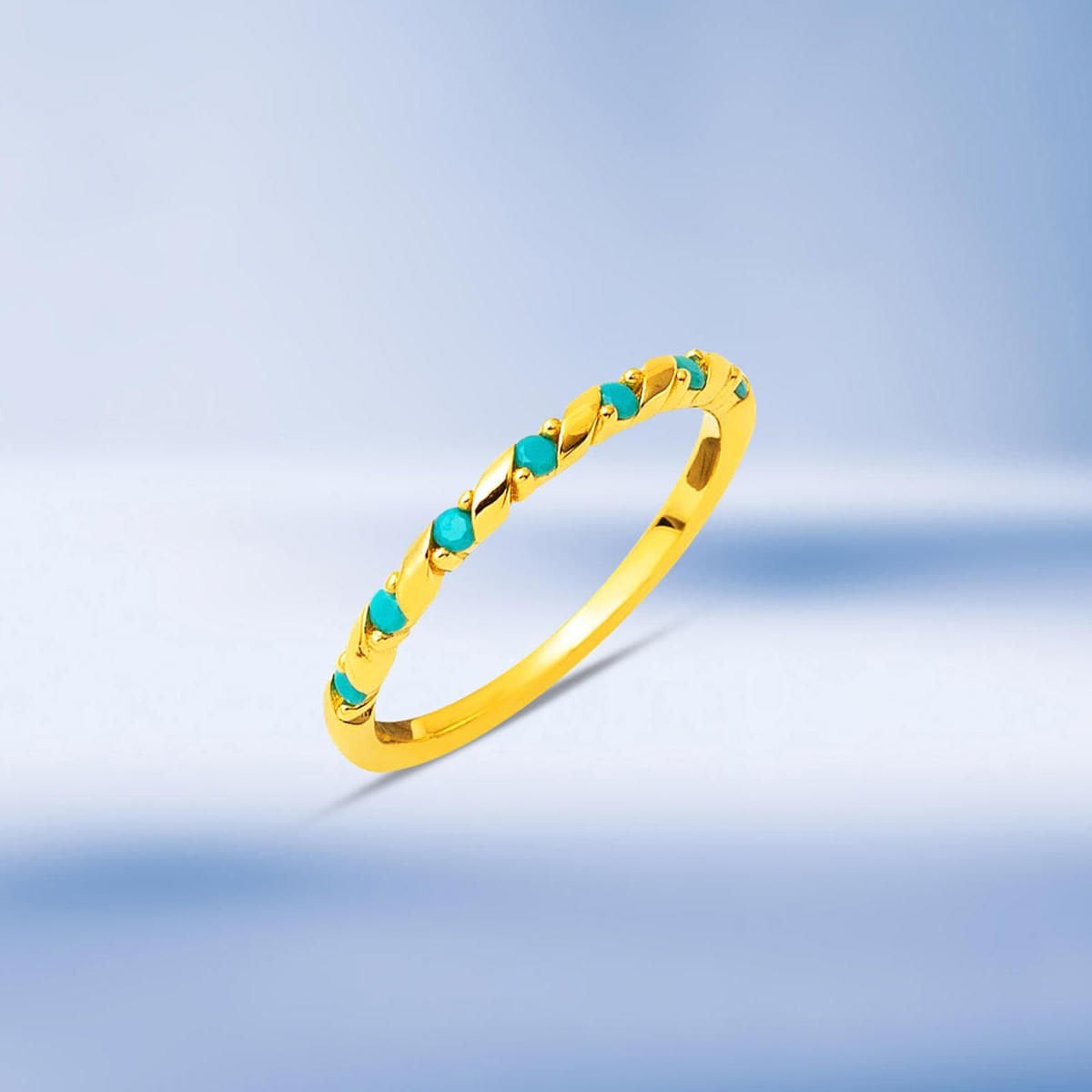 22K Yellow Gold Twisted Turquoise Ring