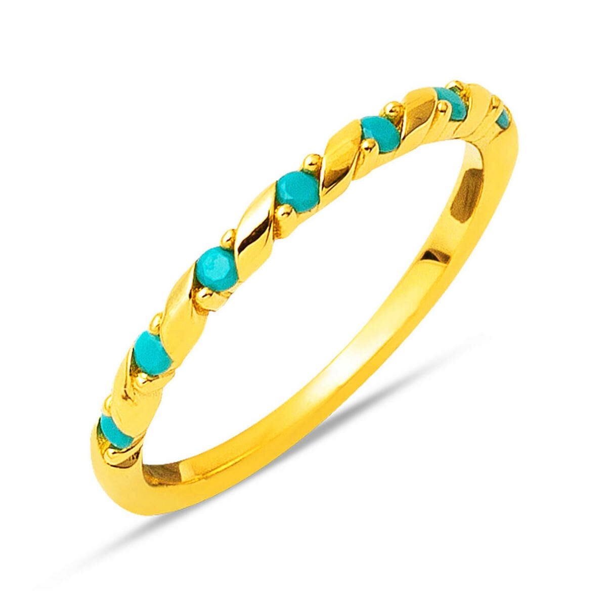 22K Yellow Gold Twisted Turquoise Ring