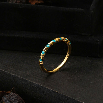 22K Yellow Gold Twisted Turquoise Ring