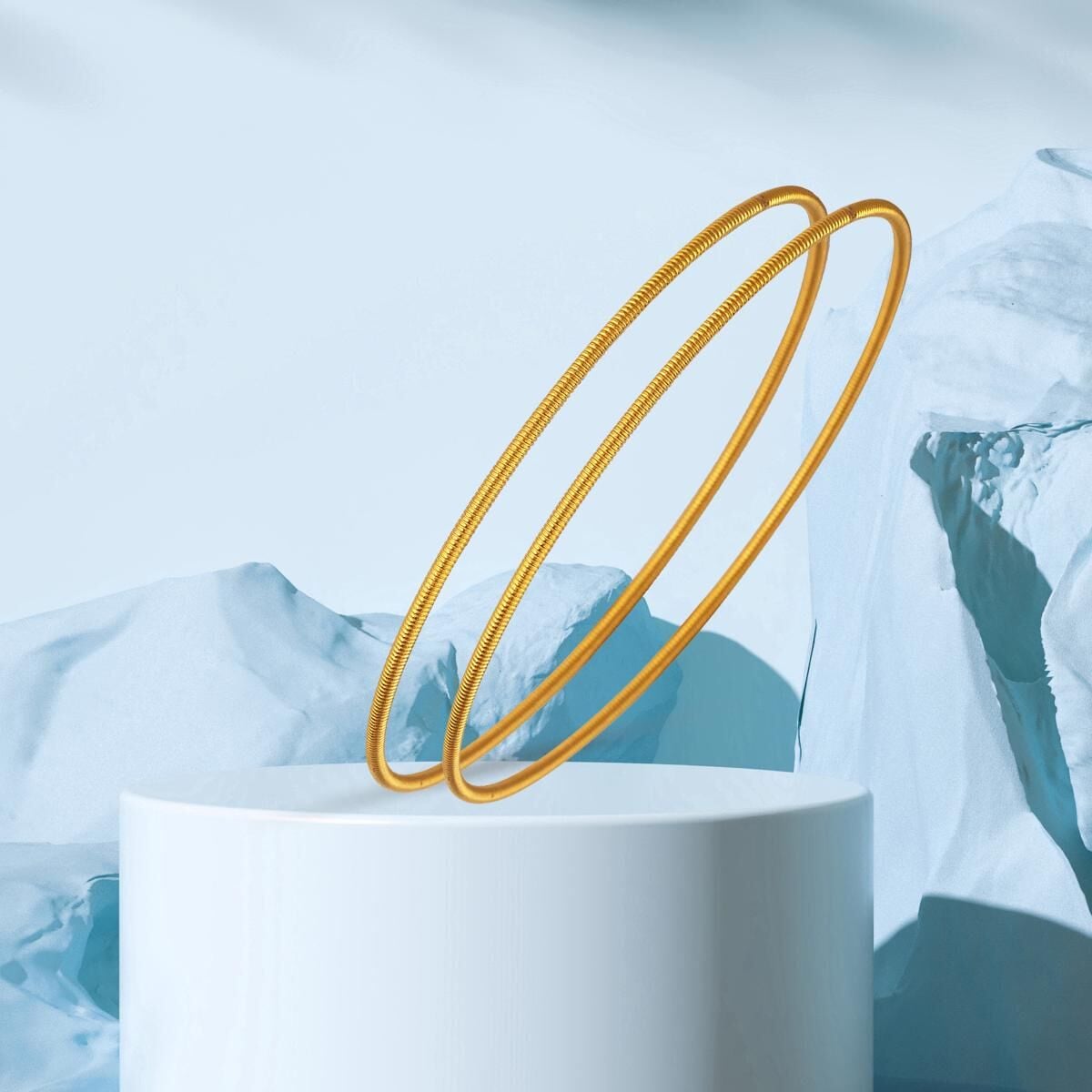 22K Yellow Gold Ajda Ribbed Bangle (14 g)