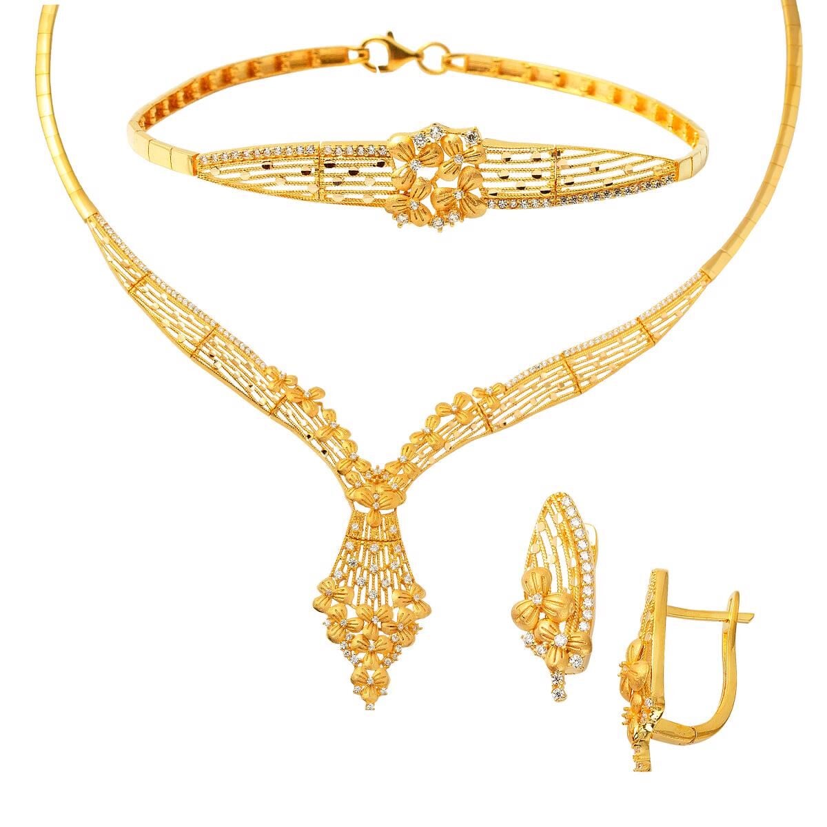 22K Yellow Gold Floral Jewelry Set