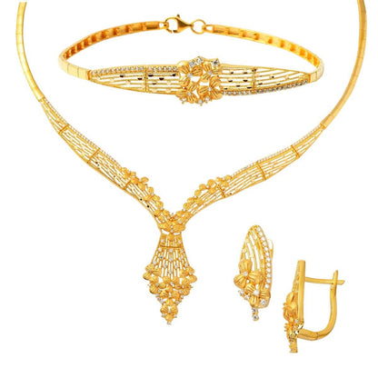 22K Yellow Gold Floral Jewelry Set