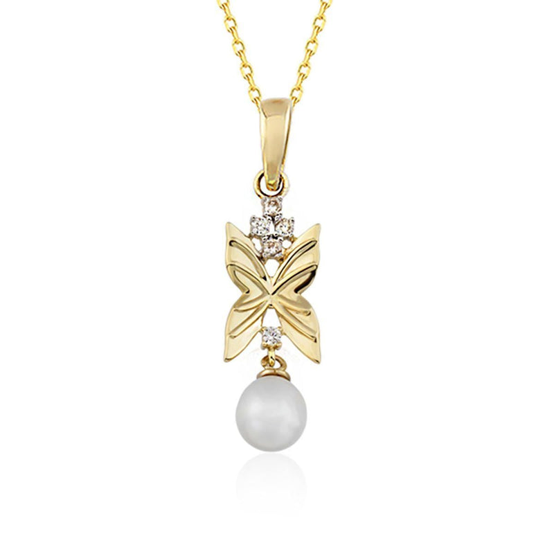 14K Yellow Gold Florina Pearl Necklace