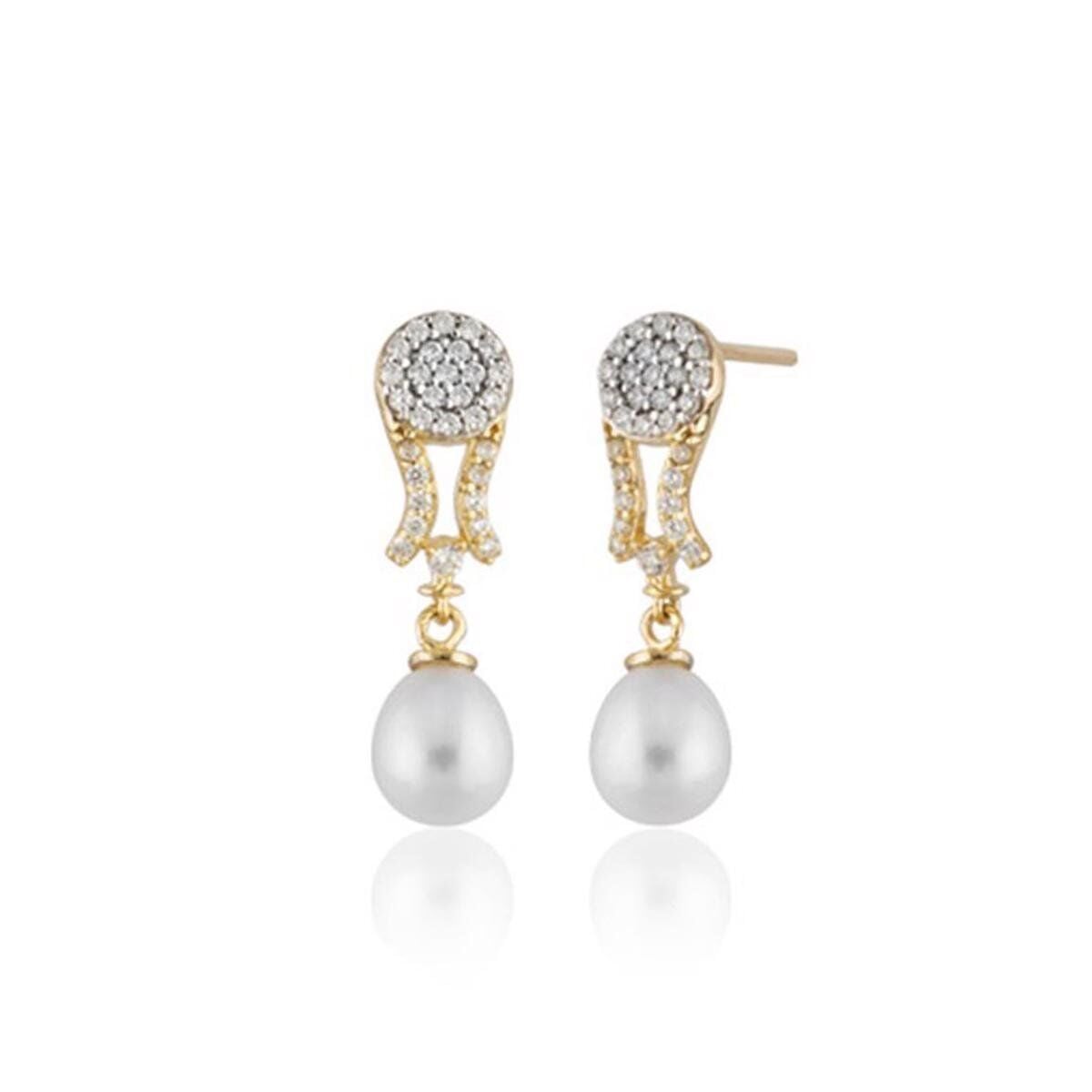 14K Yellow Gold Fonte Pearl Earrings