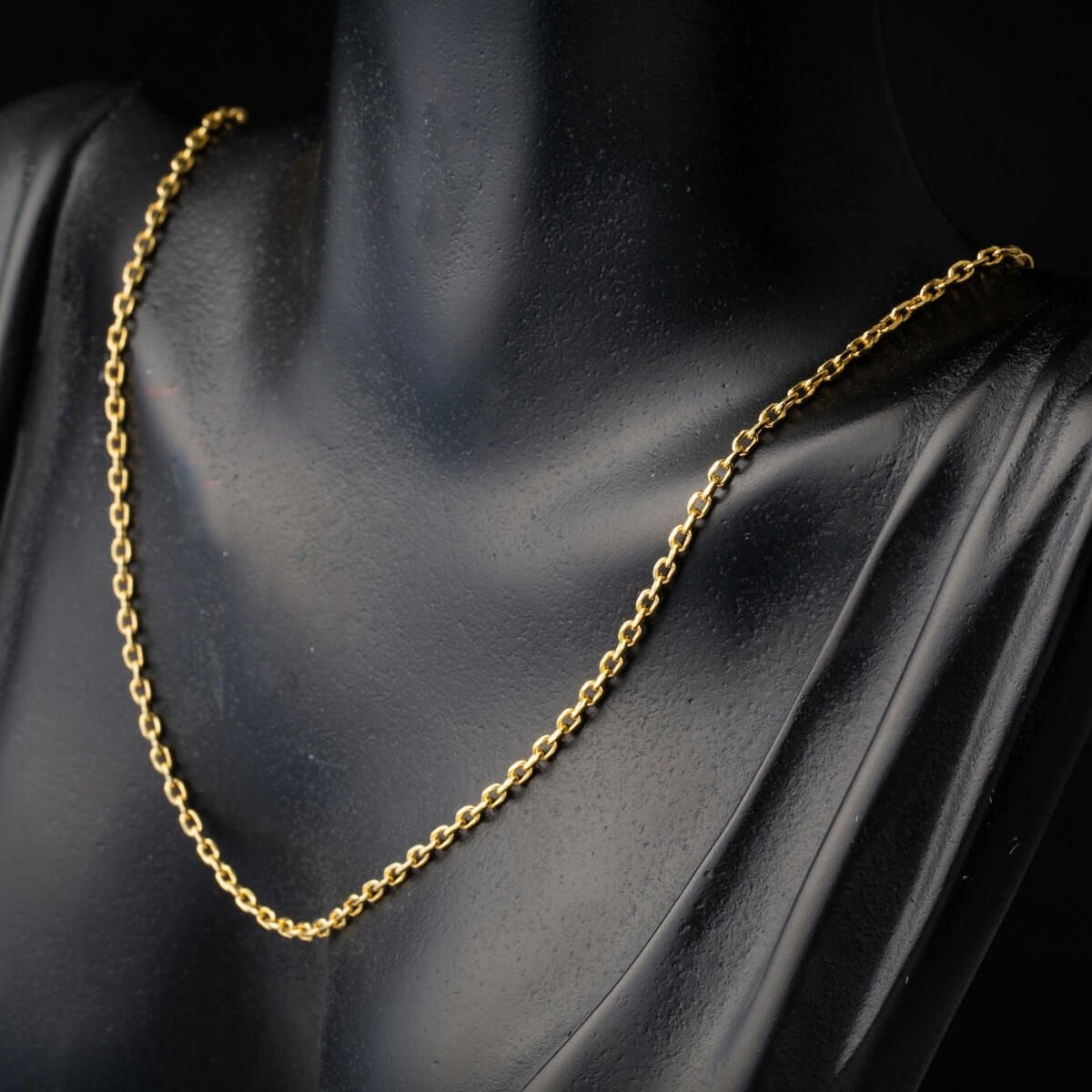 14K Yellow Gold Wide Cable Chain Necklace 2 mm 45 cm