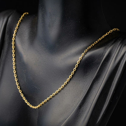 14K Yellow Gold Wide Cable Chain Necklace 2 mm 45 cm