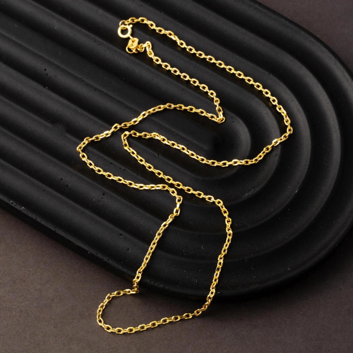14K Yellow Gold Wide Cable Chain Necklace 2 mm 45 cm