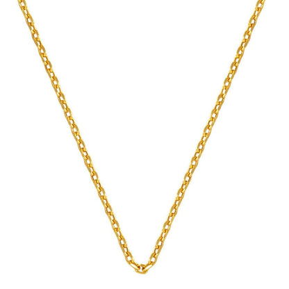 14K Yellow Gold Wide Cable Chain Necklace 2 mm 45 cm