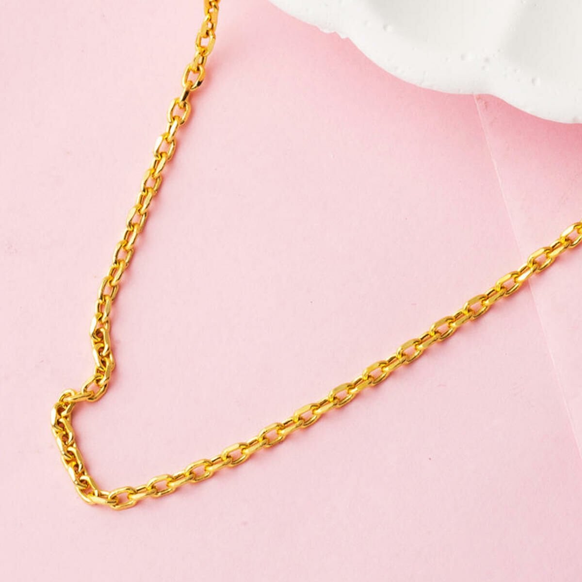 14K Yellow Gold Wide Cable Chain Necklace 2 mm 45 cm