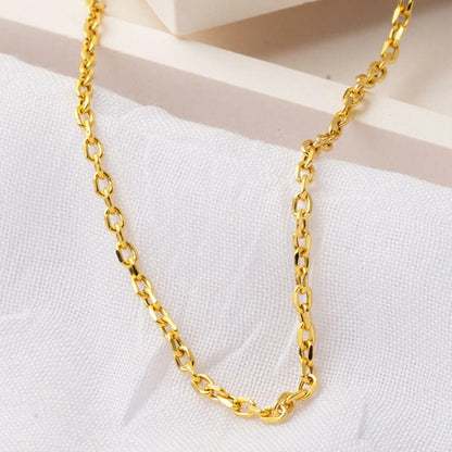 14K Yellow Gold Wide Cable Chain Necklace 2 mm 45 cm
