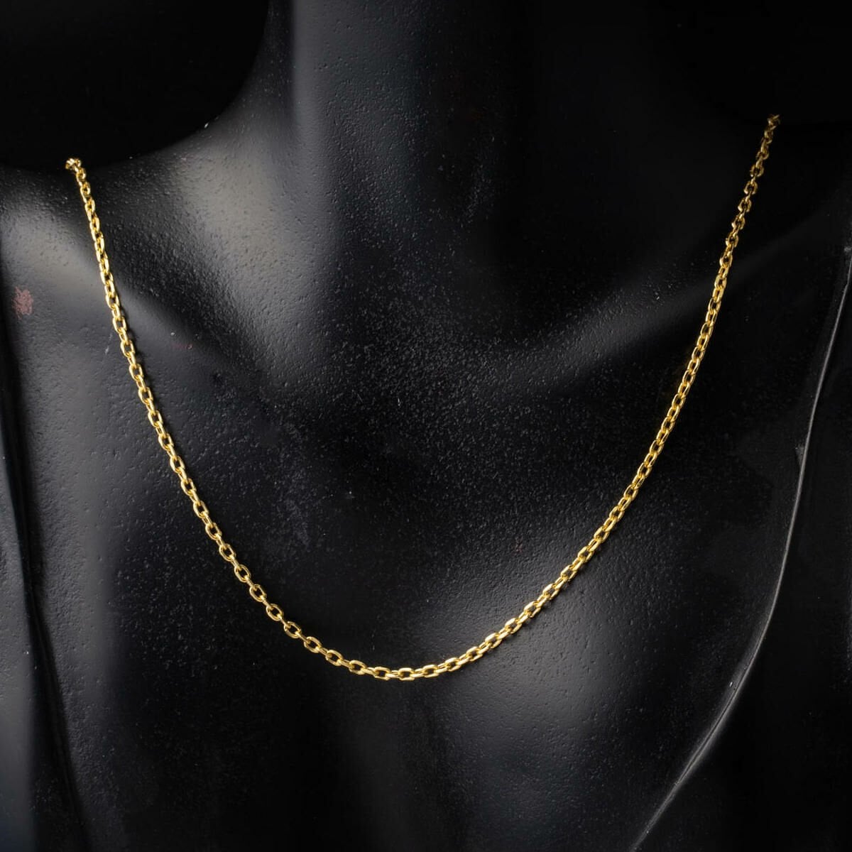 14K Yellow Gold Wide Cable Chain Necklace 2 mm 45 cm