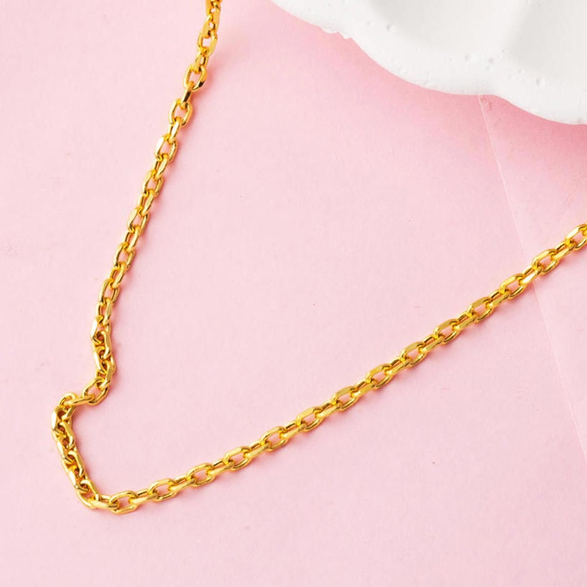 14K Yellow Gold 2 mm Wide Cable Chain Necklace 65 cm
