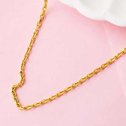 14K Yellow Gold 2 mm Wide Cable Chain Necklace 65 cm