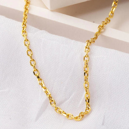 14K Yellow Gold 2 mm Wide Cable Chain Necklace 65 cm