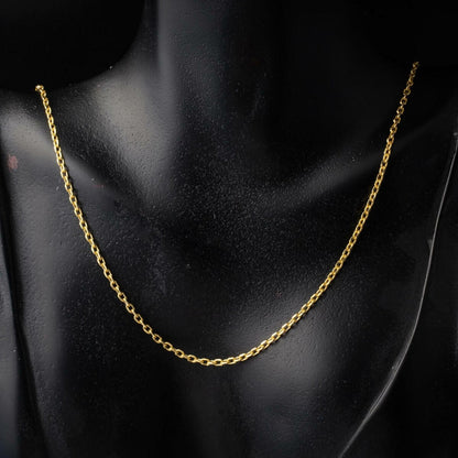 14K Yellow Gold 2 mm Wide Cable Chain Necklace 65 cm