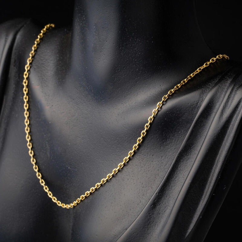 14K Yellow Gold Cable Hoop Chain 45 cm