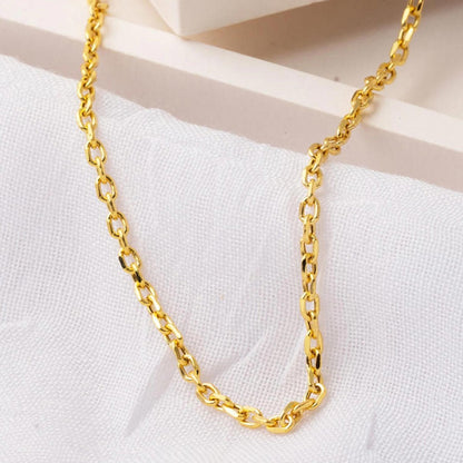 14K Yellow Gold Cable Hoop Chain 45 cm
