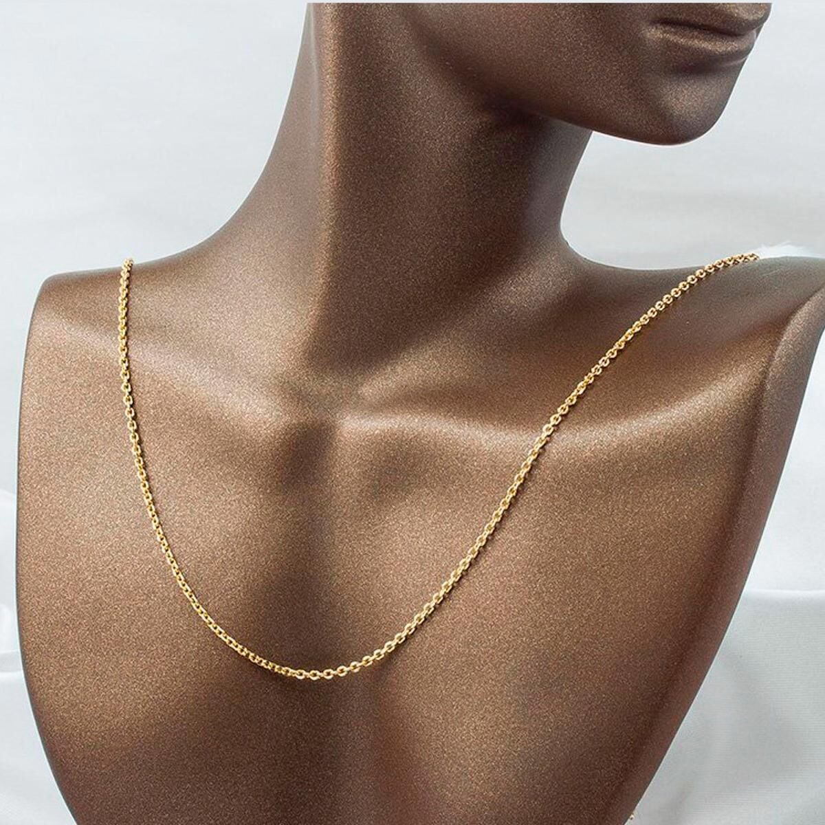 22K Yellow Gold Cable Chain 55 Cm