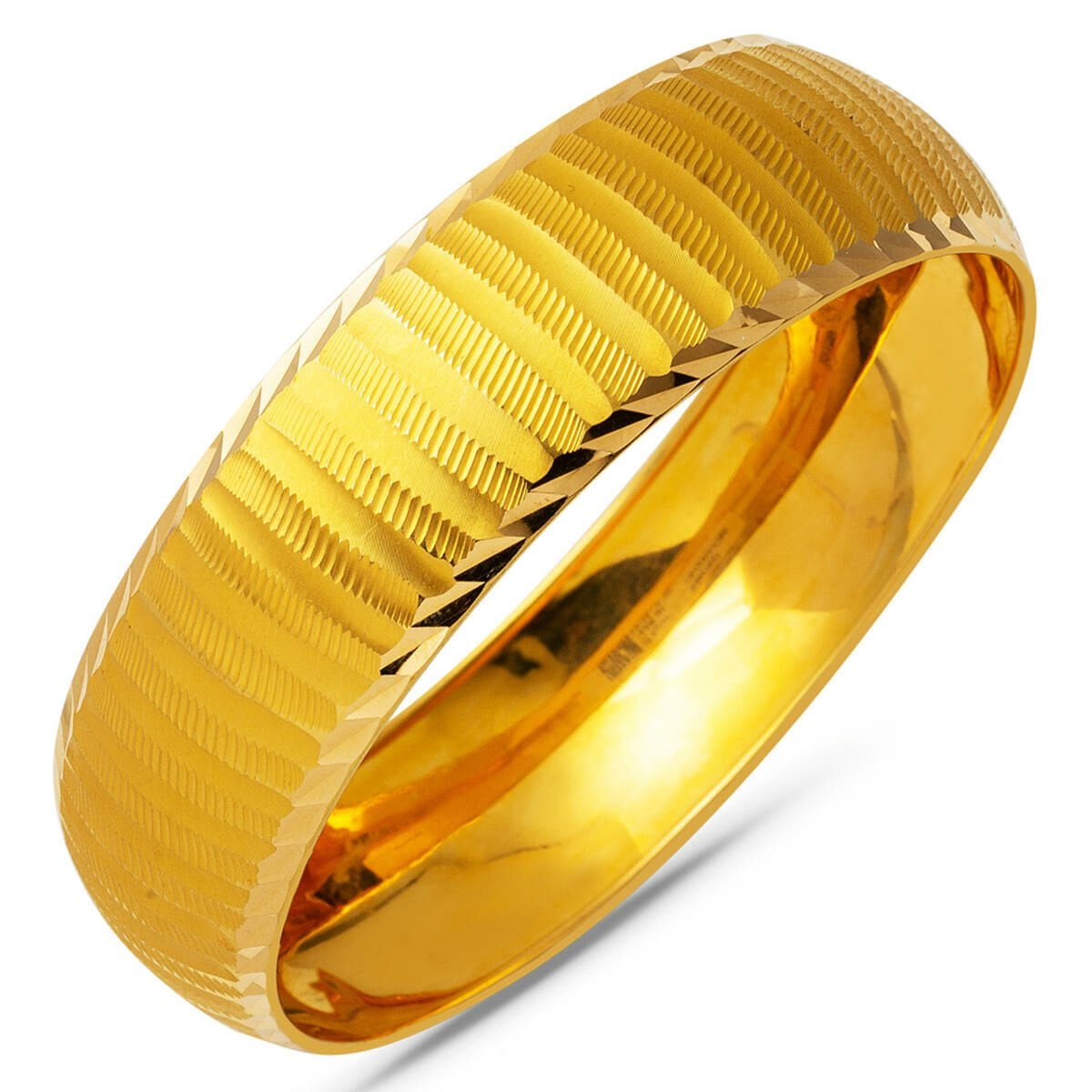 22K Yellow Gold Diamond-Cut Extra Wide Bangle