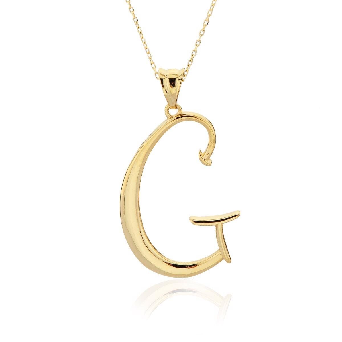 14K Yellow Gold G Initial Necklace