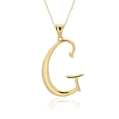 14K Yellow Gold G Initial Necklace