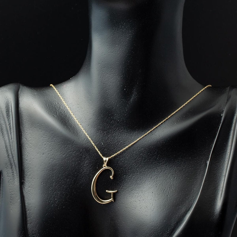 14K Yellow Gold G Initial Necklace