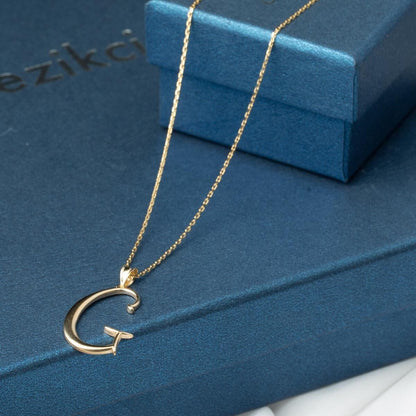 14K Yellow Gold G Initial Necklace