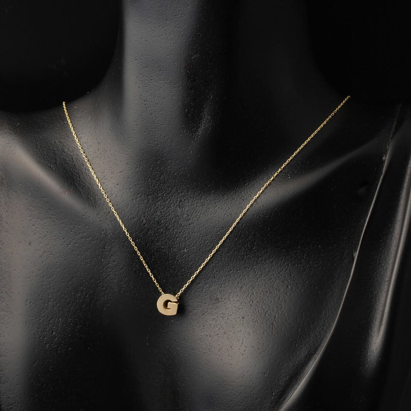 14K Yellow Gold G Initial Minimalist Necklace