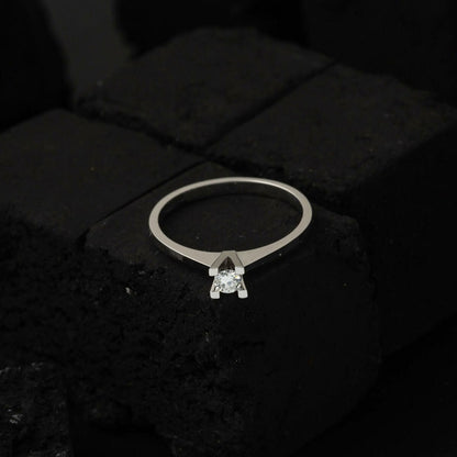 14K White Gold G Tone 0.08 Ct Diamond Solitaire Ring